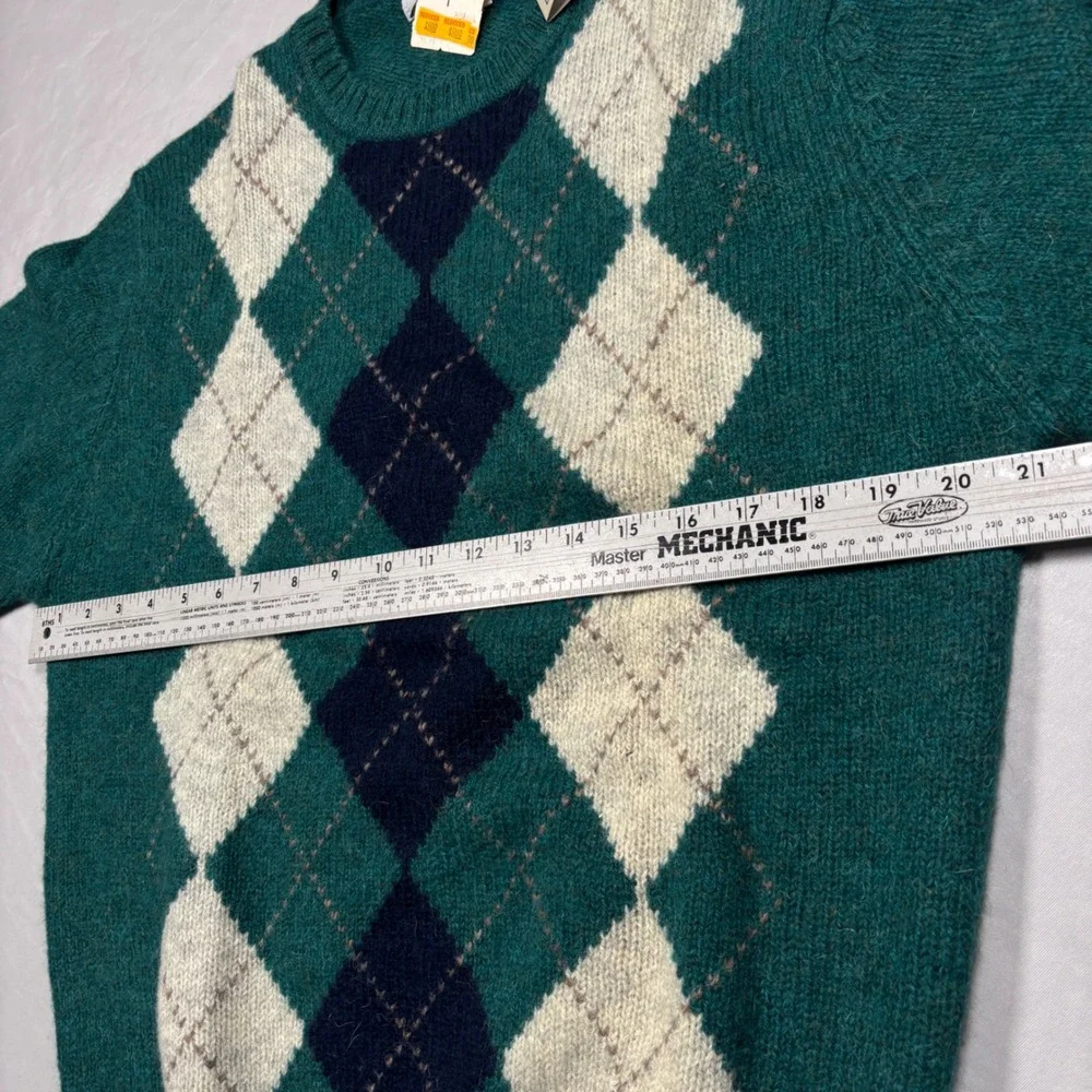 Pauly and Forbes‎ Sweater Mens L Green Argyle 100% Shetland Wool Grandpa NWT